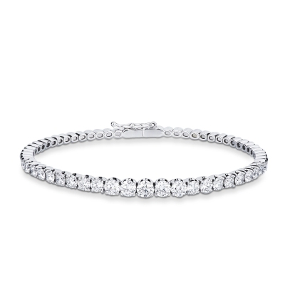 Bracciale elegante semirigido in oro bianco 18k con diamanti