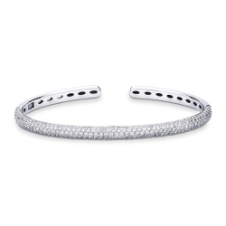Rigid bracelet in 18k white gold with diamond pavè