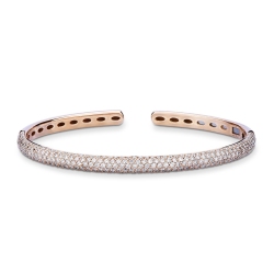 Bracciale rigido in oro rosa 18k con pavè di diamanti