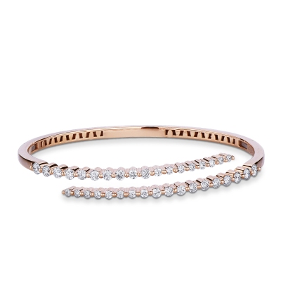 Fancy rose gold 18k semirigid bracelet with diamonds