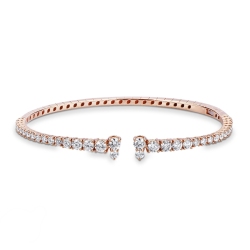 Bracciale in oro rosa rigido con diamanti, diametro 6 cm