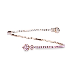 18k rose gold semirigid bracelet with diamonds and pink sapphires