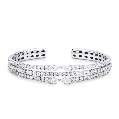 Bracciale rigido oro bianco 18k con diamanti