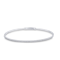 Bracciale rigido tennis uomo con diamanti in oro bianco 18k