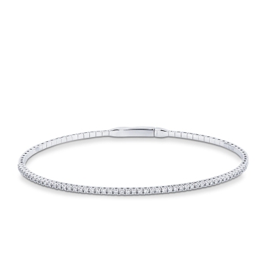 Bracciale rigido tennis uomo con diamanti in oro bianco 18k