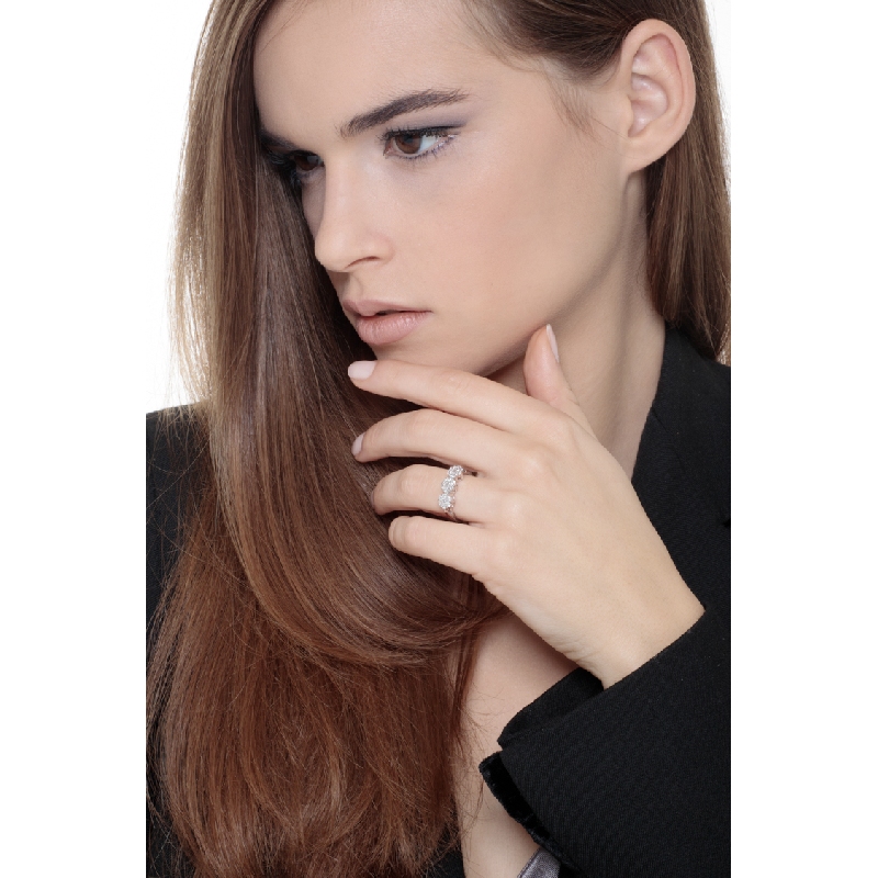 Anello Trilogy Illusion in oro bianco 18k con diamanti