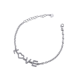 Bracciale personalizzabile in oro bianco 18k e diamanti, love