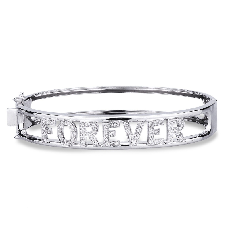 Bracciale rigido con scritta personalizzabile 7 lettere, FOREVER
