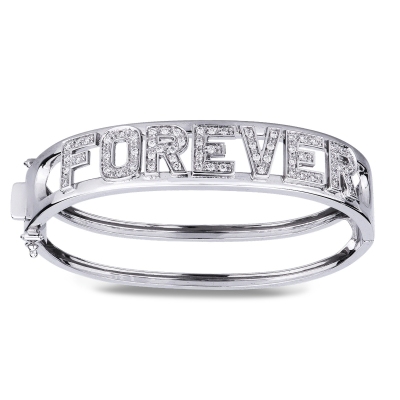 18k white gold rigid bracelet with Forever and diamonds