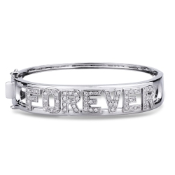 18k white gold rigid bracelet with Forever and diamonds