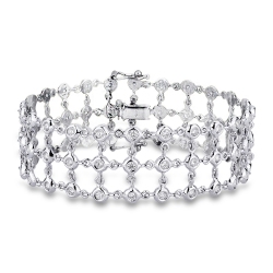 18k white gold soft link bracelet with diamonds