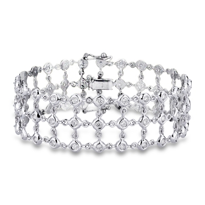 18k white gold soft link bracelet with diamonds