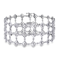 18k white gold soft link bracelet with diamonds 