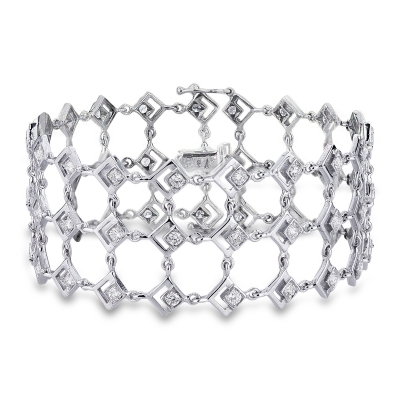 18k white gold soft link bracelet with diamonds 
