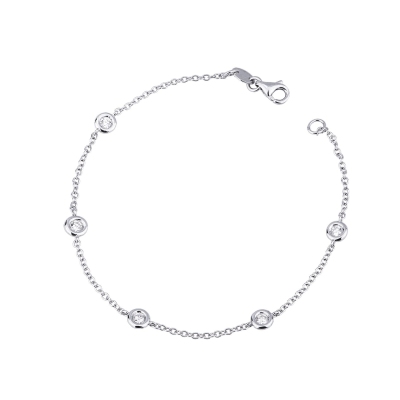 Alternate bracelet in white gold 18k, 18 cm with diamonds 0,35 ct