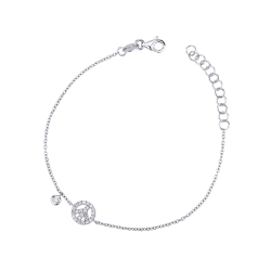 18k white gold bracelet with peace symbol with diamonds