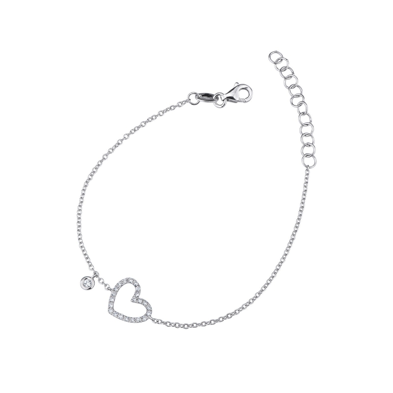 Bracciale in oro Bianco 18k con Cuore in Diamanti