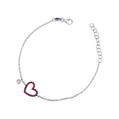 18k white gold bracelet with ruby heart 
