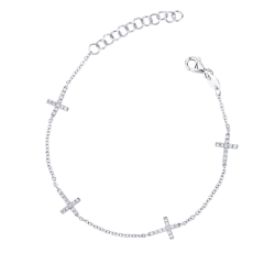 18k white gold bracelet with diamond crosses