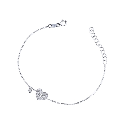 18k white gold bracelet with lock heart charm