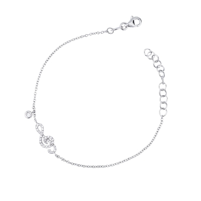 White gold 18k bracelet with treb clef in diamonds 