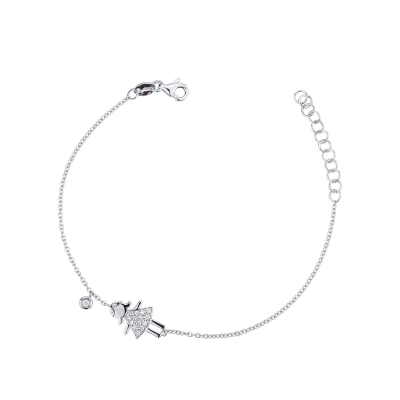 18k white gold bracelet with diamond girl charm