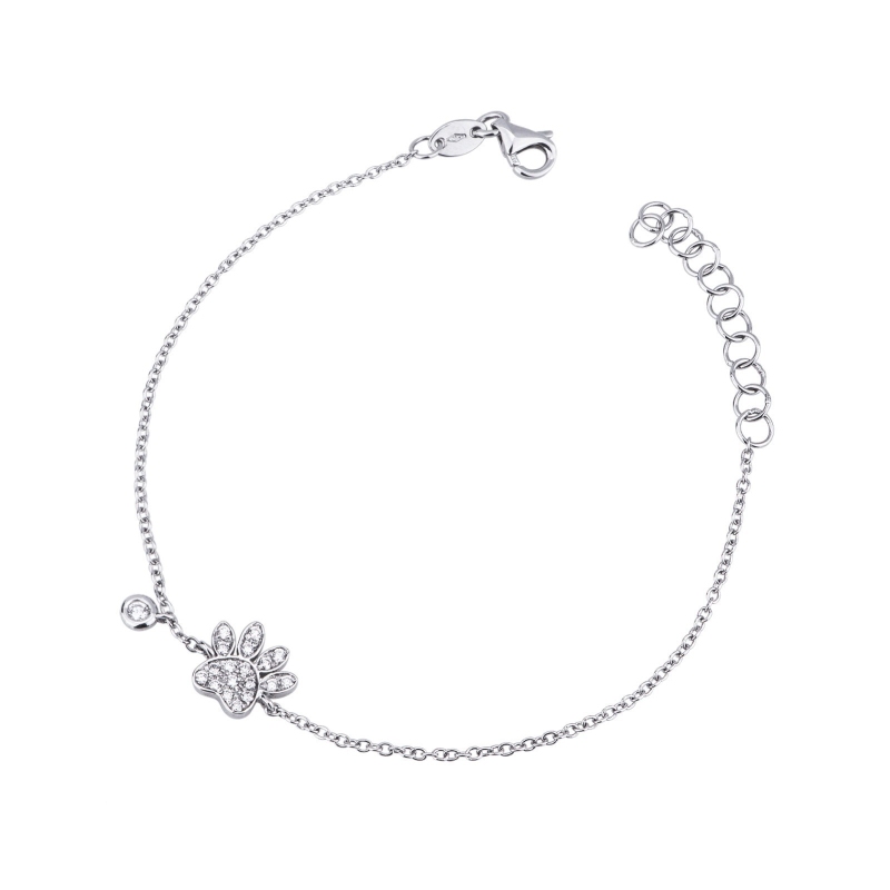 18k white gold bracelet with dog's paw charm