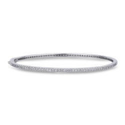 18k white gold thin rigid bracelet with diamonds