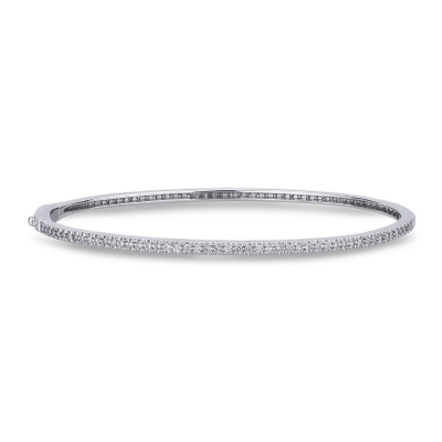 18k white gold thin rigid bracelet with diamonds