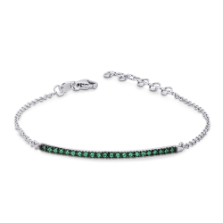 White gold 18k bracelet with emeralds bar