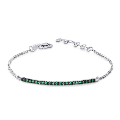 White gold 18k bracelet with emeralds bar
