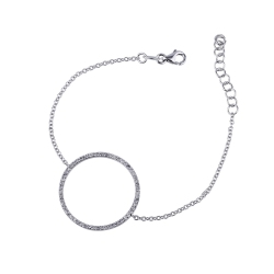 18k white gold bracelet with big circle with diamonds