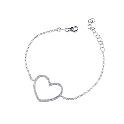 18k white gold bracelet with big heart charm