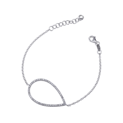 18k white gold bracelet with big oval charm