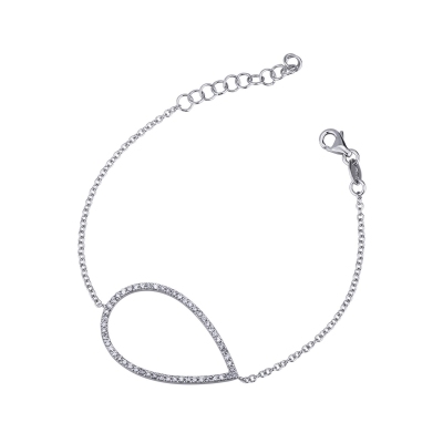 18k white gold bracelet with big oval charm