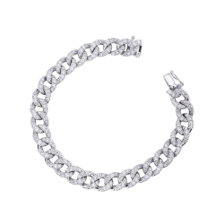 18k white gold cuban link with diamonds 