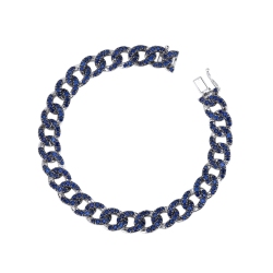 18k white gold bracelet cuban link bracelet with sapphires