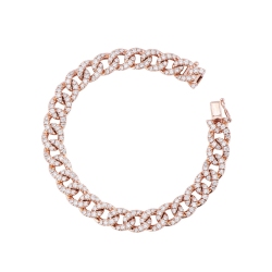 Cuban bracelet in 18k rose gold with diamonds