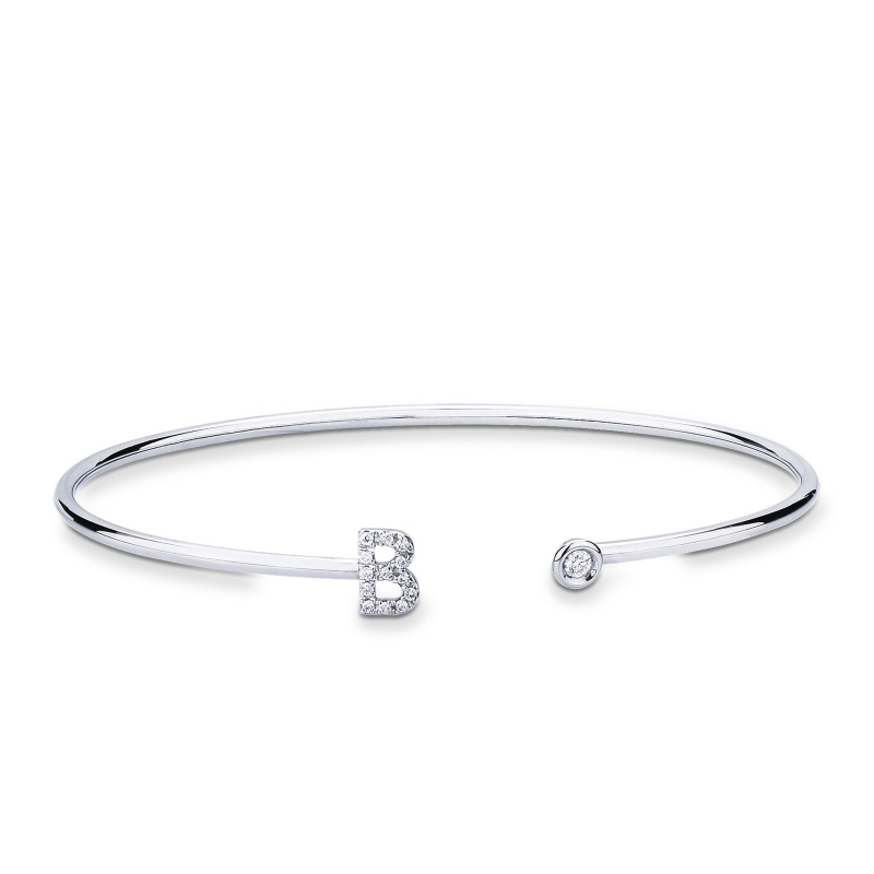 18k white gold rigid bracelet with letter B