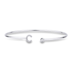 18k white gold rigid bracelet with letter C