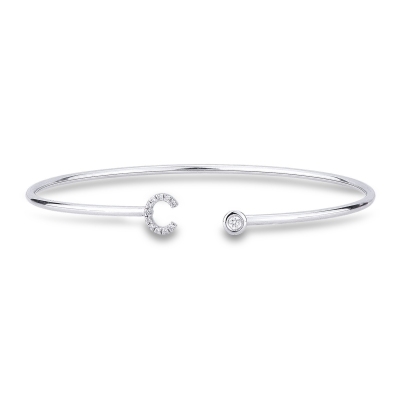 18k white gold rigid bracelet with letter C