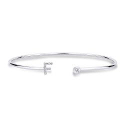 18k white gold rigid bracelet with letter F