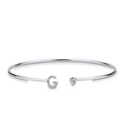 18k white gold rigid bracelet with letter G