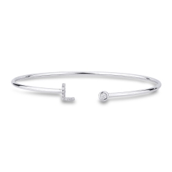 18k white gold rigid bracelet with letter L