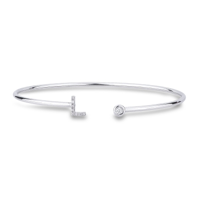 18k white gold rigid bracelet with letter L