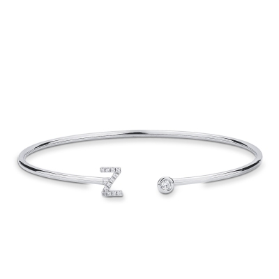 18k white gold rigid bracelet with letter Z
