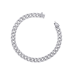 18k white gold cuban bracelet with diamonds