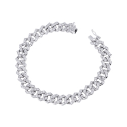 Bracciale Cuban Link in oro bianco 18k con Diamanti