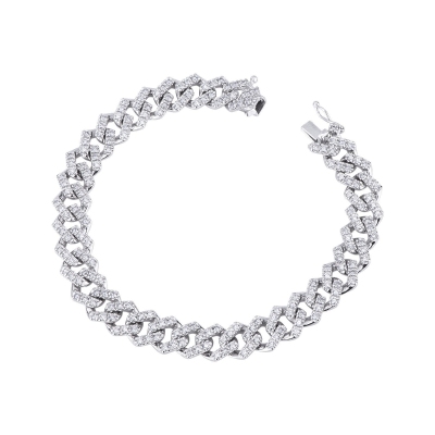 Bracciale Cuban Link in oro bianco 18k con Diamanti