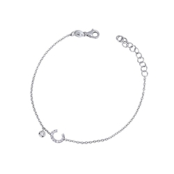 18k white gold bracelet with letter C with diamonds
